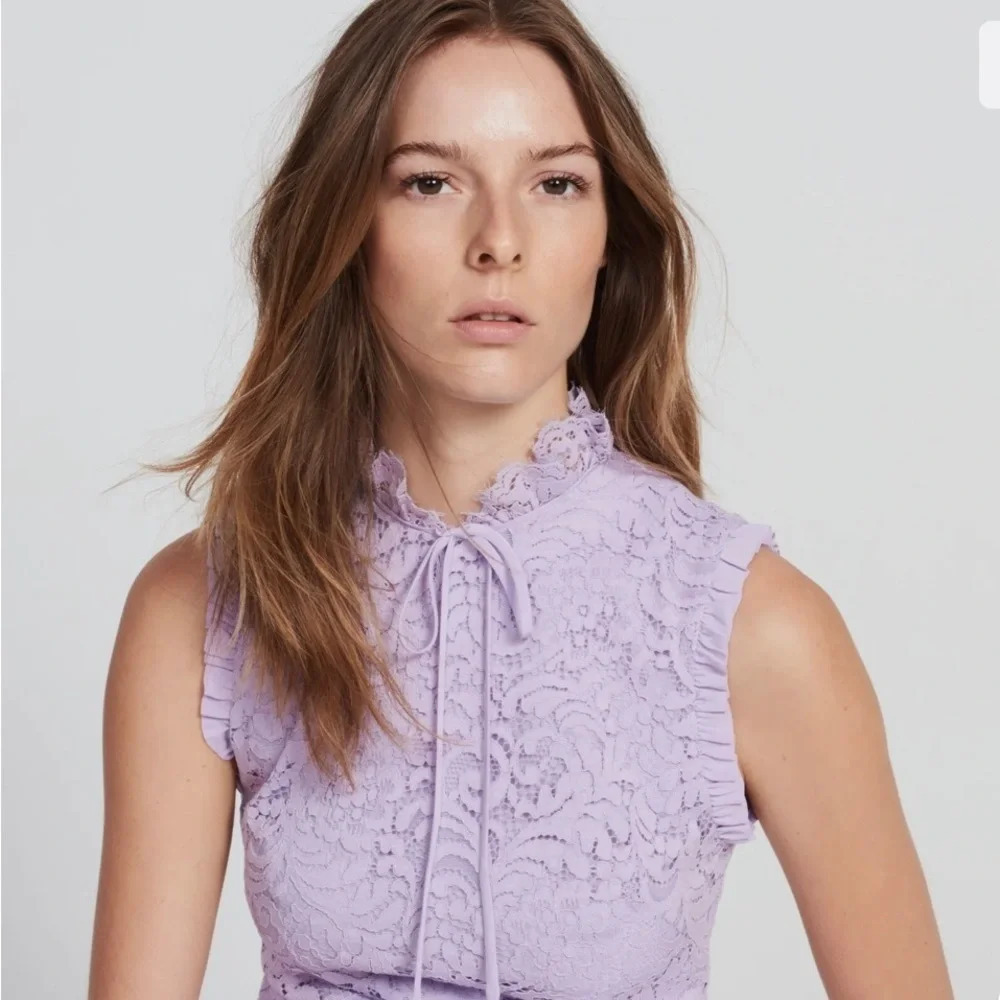 ! Sandro Lilac Purple Lace Dress Size S - Picture 3 of 8